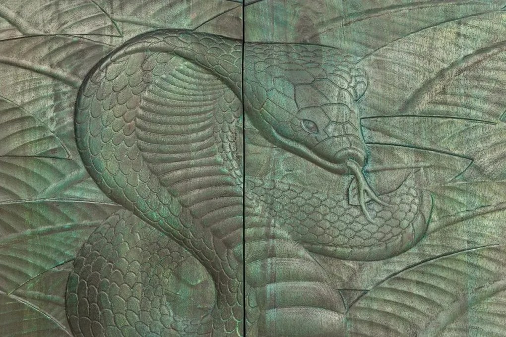 Comoda cu aplicatie exotica pe fronturi SNAKE 120cm turcoaz