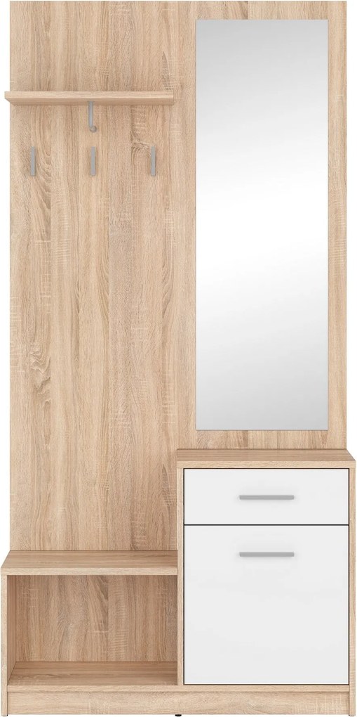 Cuier hol cu dulap NEPO PLUS, 90X30.5X185.5 CM