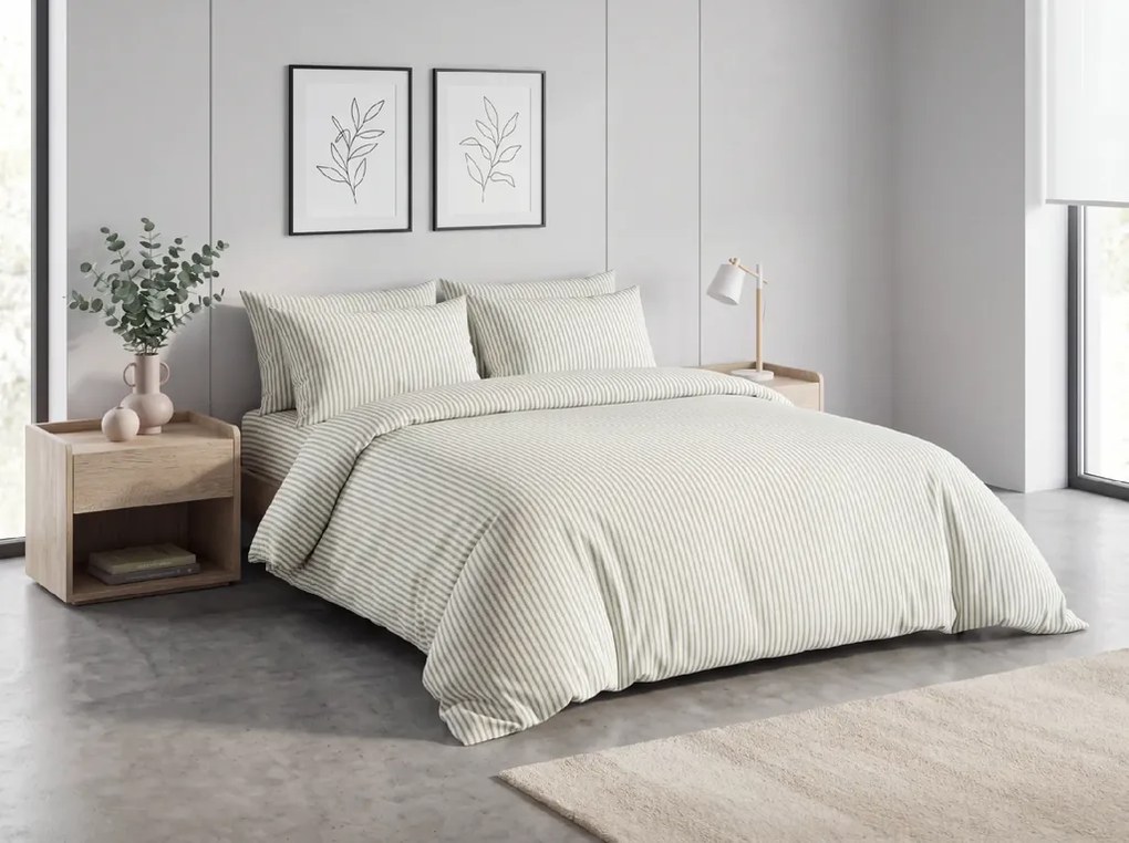 Lenjerie din bumbac LINIE OLIVE verde Dimensiune lenjerie de pat: 70 x 90 cm | 140 x 200 cm