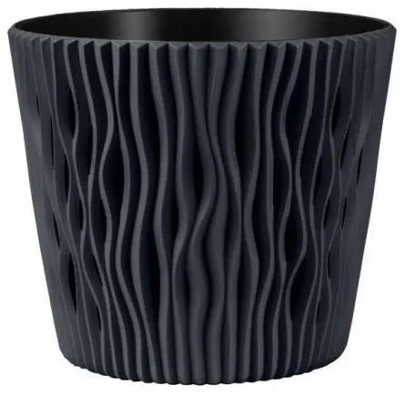Ghiveci decorativ de flori, rotund, antracit, 7.9 L, 26.2x22.2 cm, Sandy Round