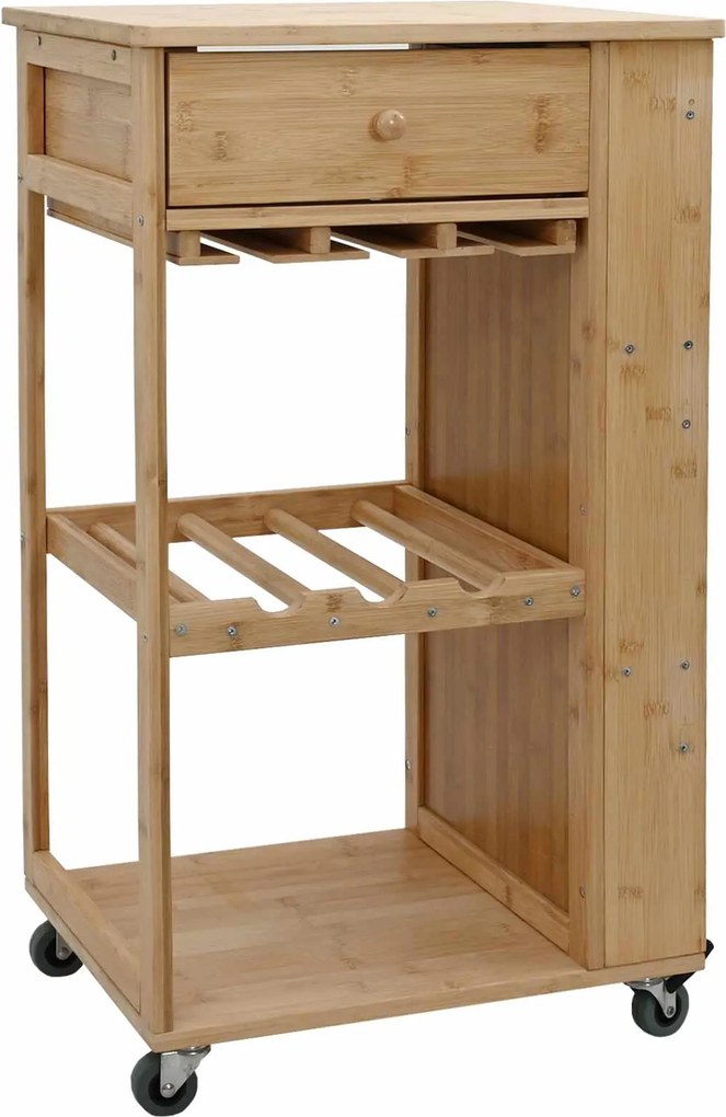 vidaXL Cărucior de bucătărie cu roți natural 47,5 x 36 x 83 cm Bambus