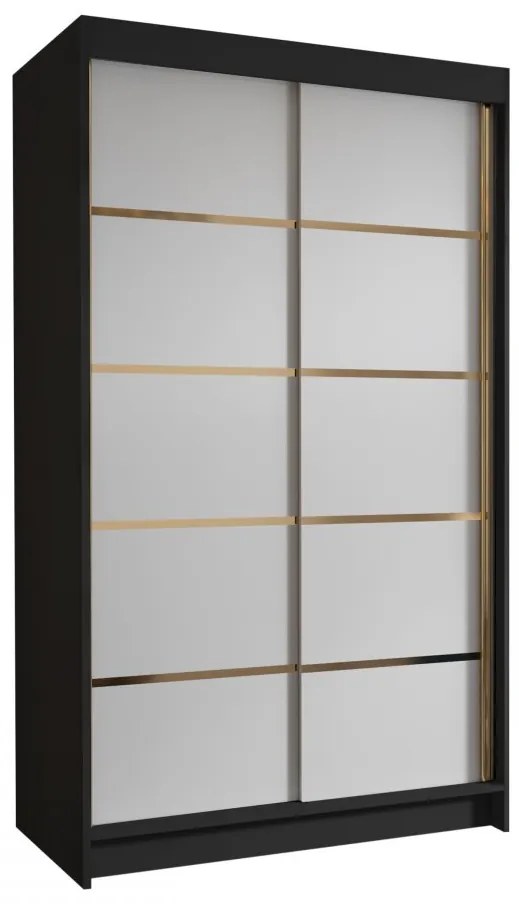 Dulap de haine cu uși culisante Monata IV 100 (Alb + Negru + auriu) . Promo -17%. 1105749