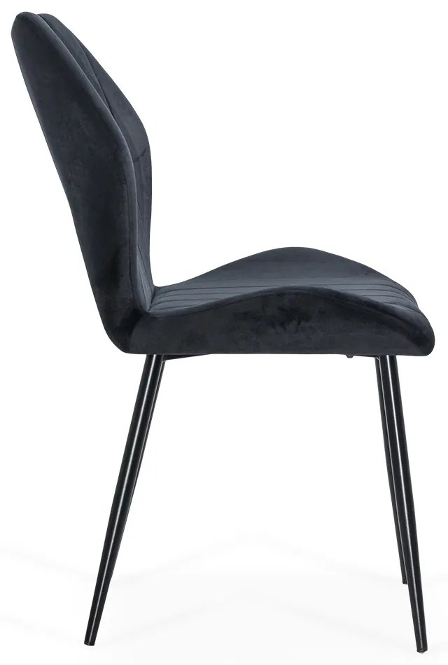 Scaun living negru din catifea cu cadru metalic si spatar ergonomic BUC 204