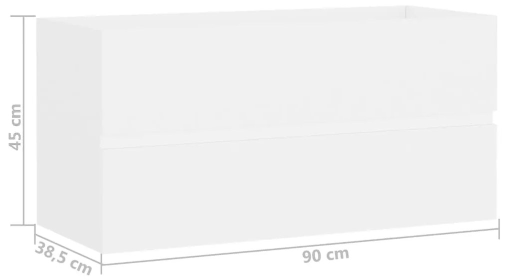 Dulap de chiuveta, alb, 90x38,5x45 cm, PAL Alb, Dulap pentru chiuveta, 1