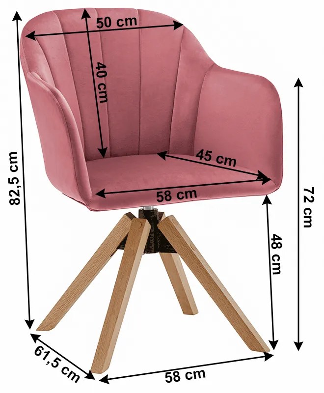 Fotoliu rotativ, textil Velvet, roz pudrat fag, DALIO