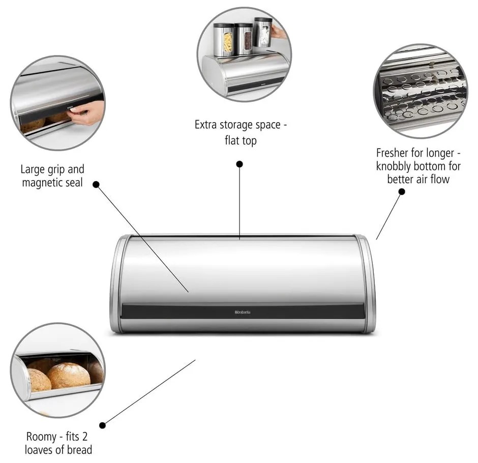 Cutie de pâine din oțel Roll Top – Brabantia
