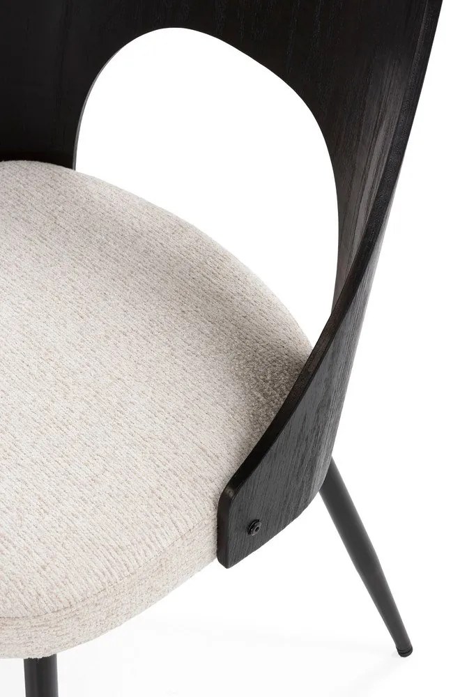 Scaune de dining negre/crem 2 buc. tapițate Gilda – MOME