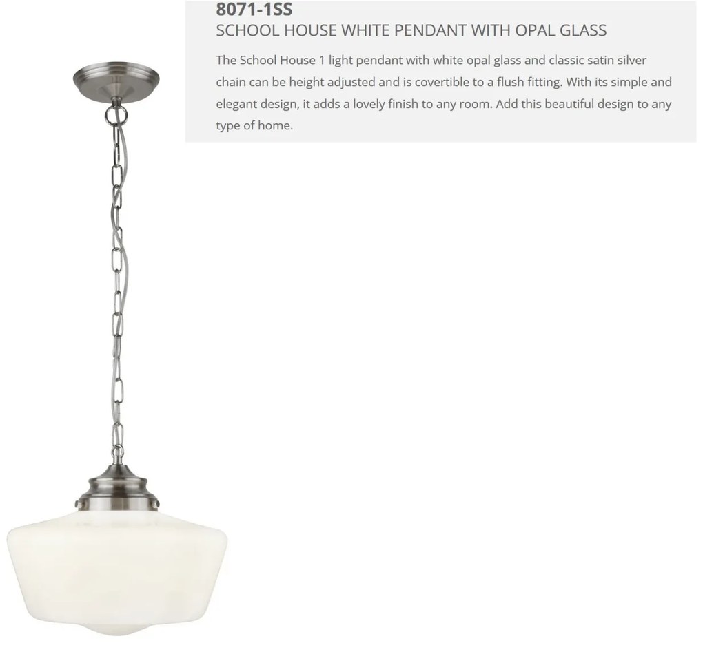 Pendul design clasic IP44 School House argintiu satin 8071-1SS SRT