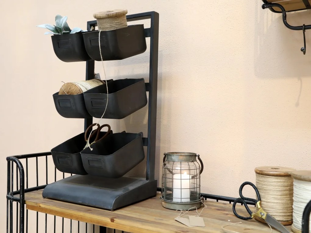 Etajera din metal, cu 6 compartimente de depozitare detasabile