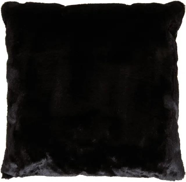 Perna decorativa patrata neagra din poliester 50x50 cm Lyall Fur LifeStyle Home Collection