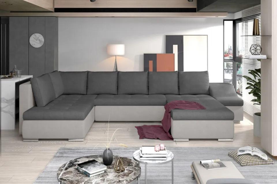 Canapea modulara, extensibila, cu spatiu pentru depozitare, 340x88x200 cm, Giovanni R01, Eltap (Culoare: Gri inchis / Gri inchis piele)