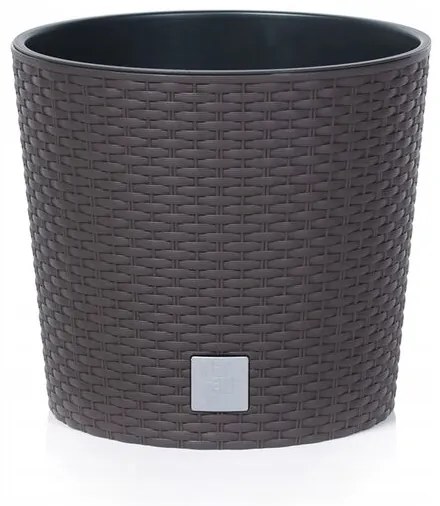 Ghiveci decorativ de flori, Prosperplast, Rato Round, rotund, maro inchis, 20x19 cm
