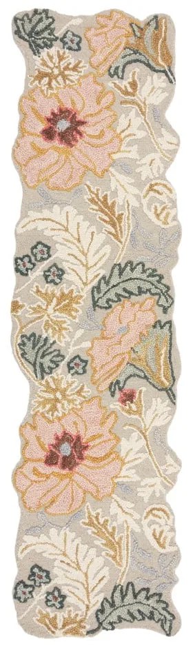 Covor tip traversă roz deschis țesut manual din lână 60x230 cm Daphne Shaped Floral – Flair Rugs