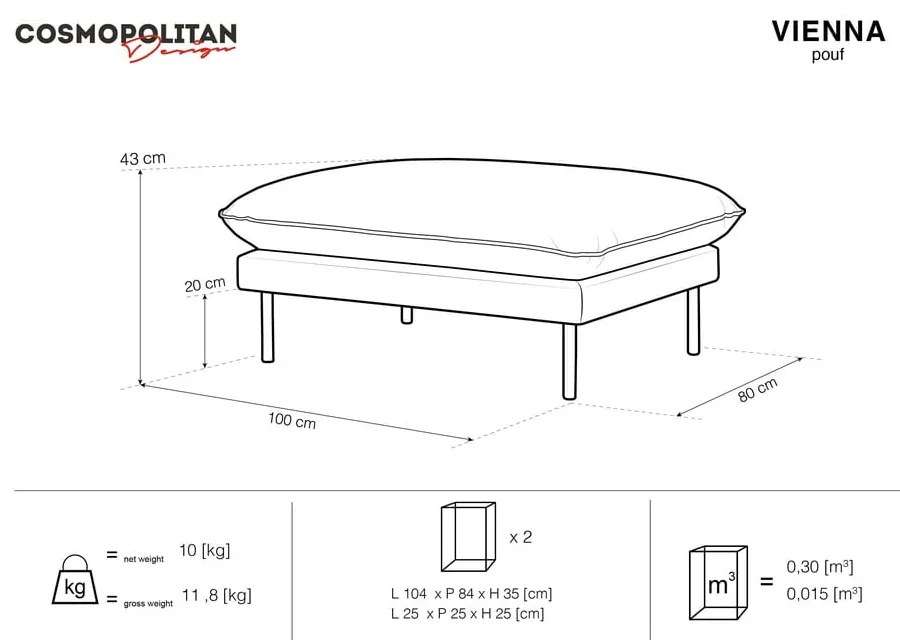 Taburet Cosmopolitan Design Vienna, gri închis