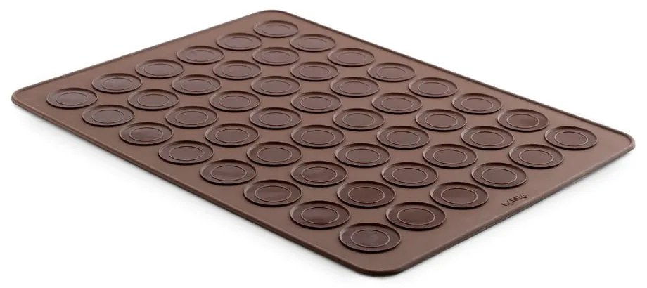 Tavă din silicon pentru copt macarons Lékué, maro
