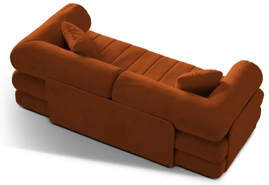 Canapea teracotă extensibilă cu tapițerie din catifea 206 cm Kemi – Cosmopolitan Design