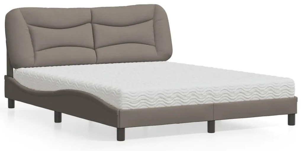 vidaXL Pat cu saltea, gri taupe, 160x200 cm material textil