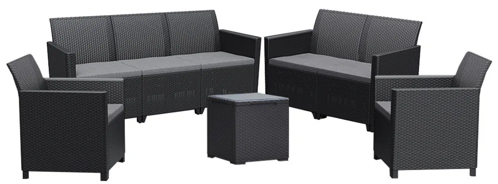 Set de mobilier de grădină Claire V cu 7 locuri și masă de depozitare Vigo, grafit