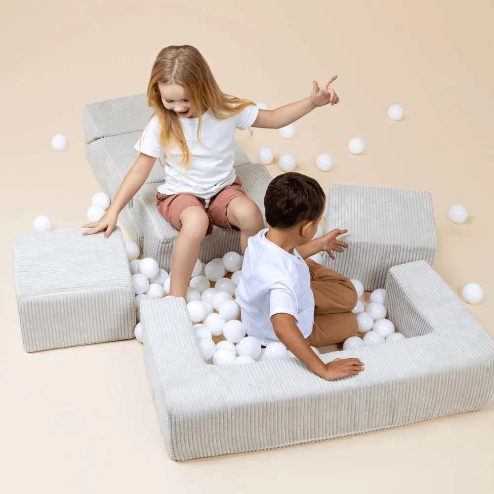 Teren de joacă din spumă turcoaz 6 buc. din catifea reiată înălțime 40 cm 100x35 cm Montessori – Meowbaby