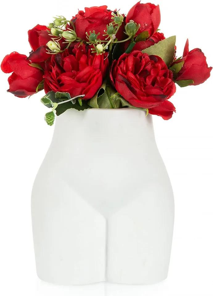 Vaza pentru flori Hewory, ceramica, alb, 12,5 x 15,5 cm