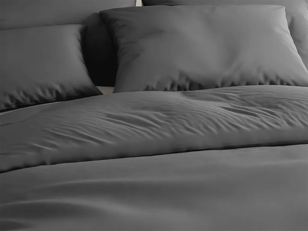 Lenjerie de pat din bumbac LUX gri inchis cu buzunar hotelier Dimensiune lenjerie de pat: 70 x 90 cm | 140 x 200 cm