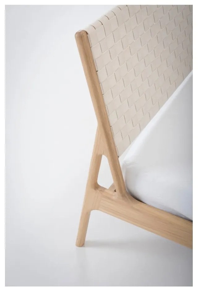 Pat matrimonial alb/în culoare naturală din lemn masiv de stejar 180x200 cm Fawn – Gazzda