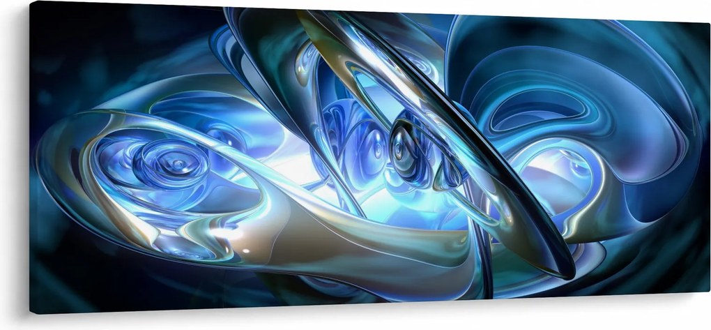 Tabloul fractalilor în albastru (120x50 cm)
