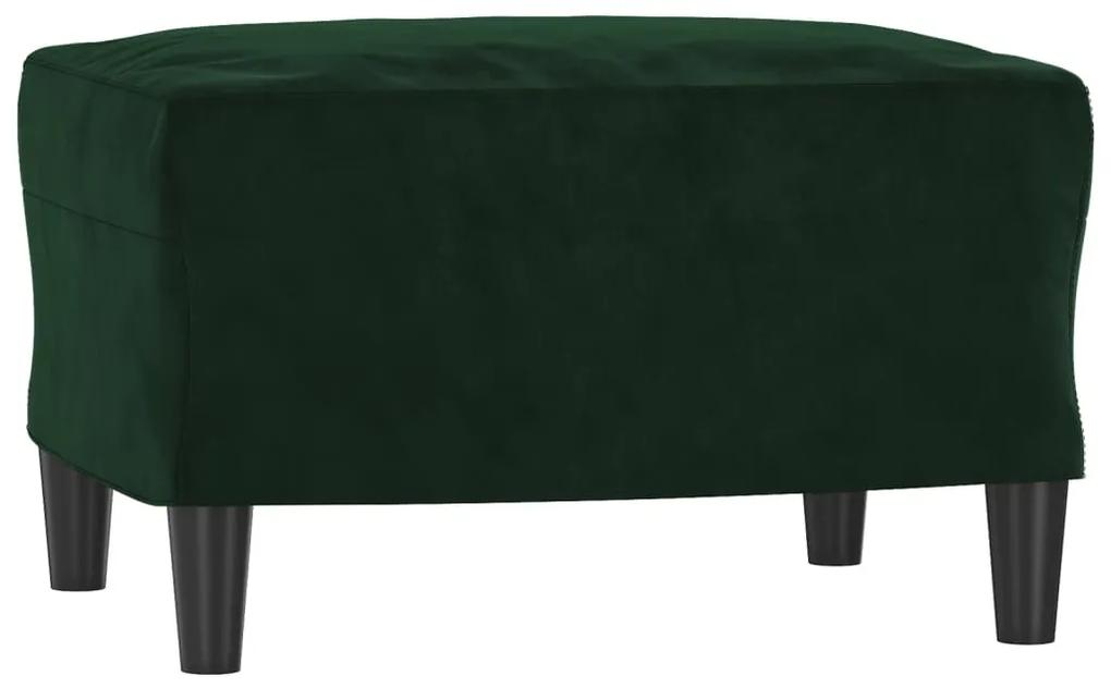 Canapea cu 3 locuri si taburet, verde inchis, 180 cm, catifea Verde inchis, 212 x 77 x 80 cm