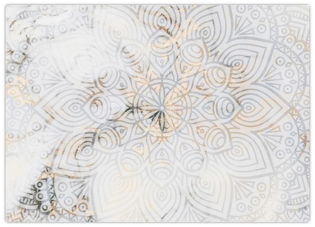 Tablou pe sticlă - Mandale albe (70x50 cm)