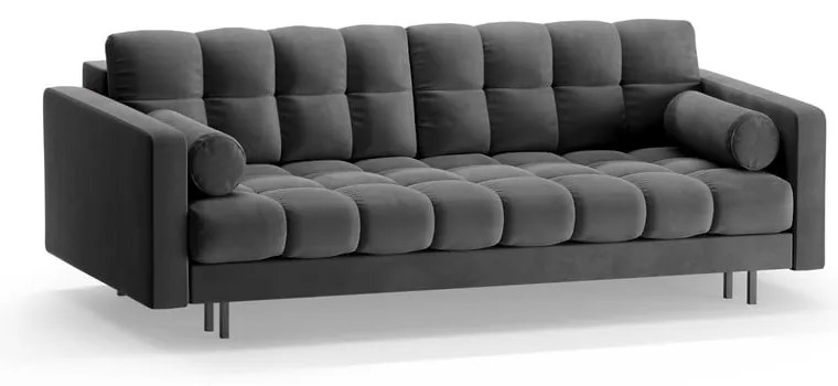 Canapea gri închis extensibilă, cu spațiu de depozitare cu tapițerie din catifea 222 cm Bali – Cosmopolitan Design