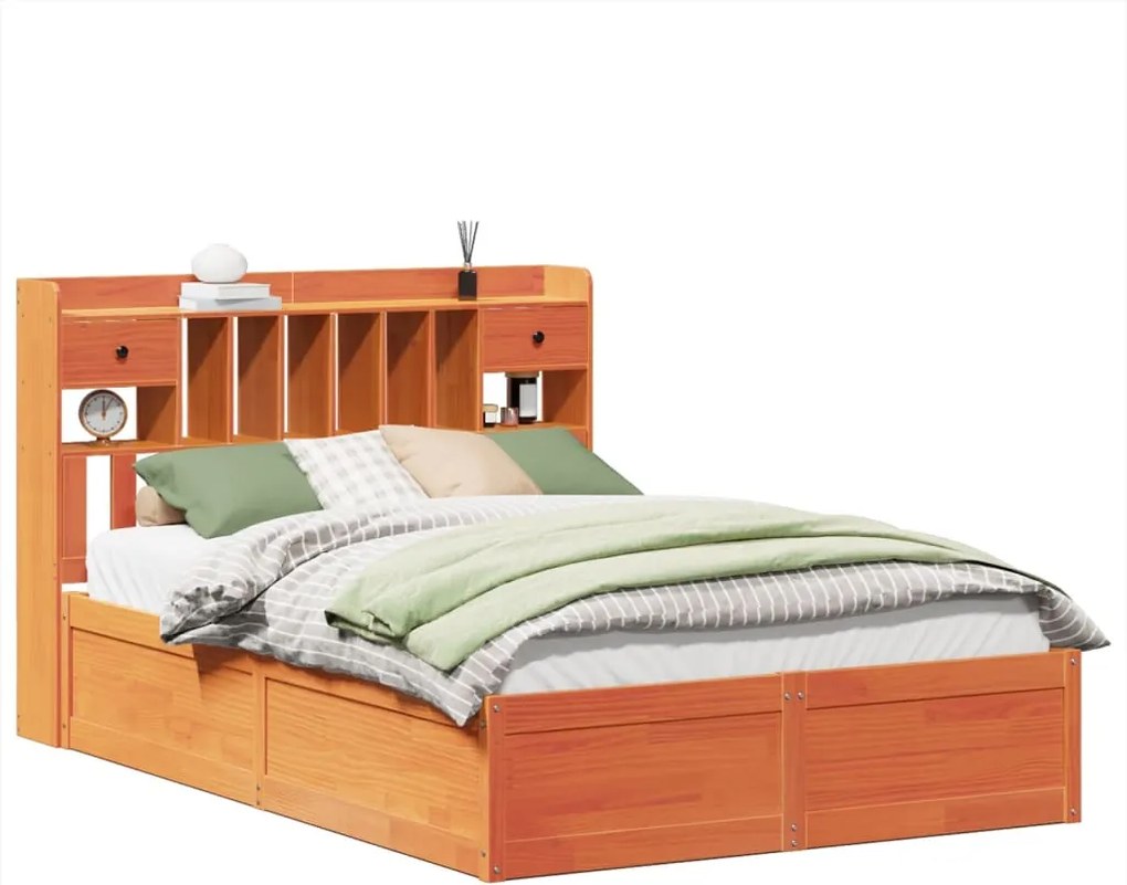 vidaXL Cadru pat fără saltea, maro ceruit, 160x200 cm, lemn masiv pin