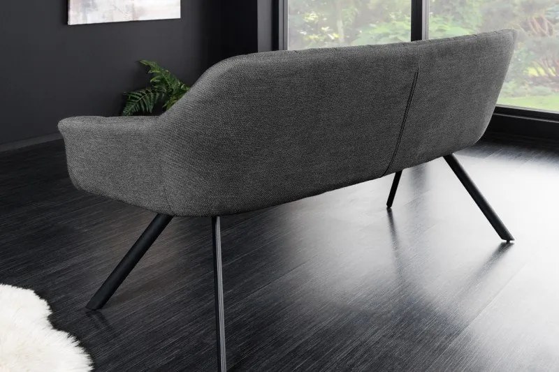 Banca tapitata Papillon 165cm tesatura plata antracit