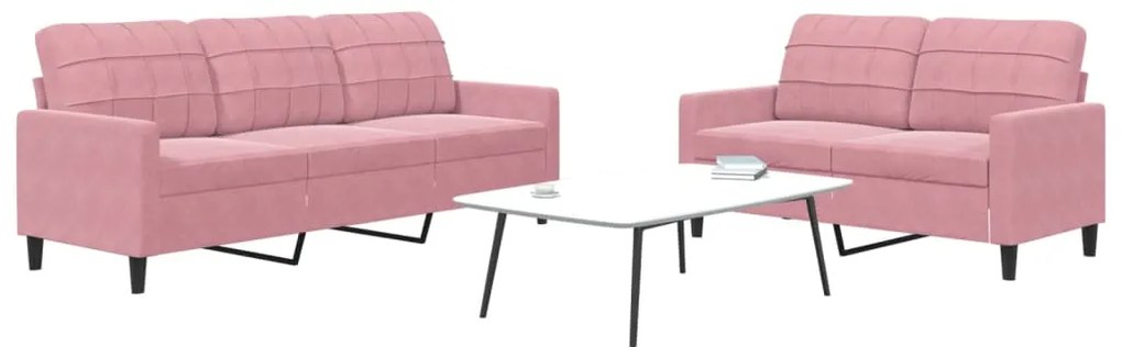 vidaXL Set de canapele cu perne, 2 piese, roz, catifea