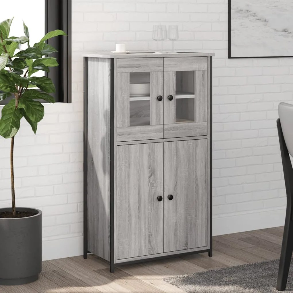 834208 vidaXL Dulap înalt, gri sonoma, 62x32x106,5 cm, lemn prelucrat