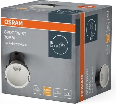 Osram - Spot încastrat cu LED SPOT TWIST, 5W, 230V, 3000K, Ø 7 cm, alb