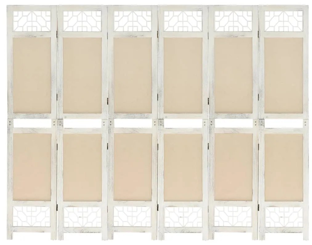 vidaXL Paravan de cameră cu 6 panouri, crem, 210x165 cm, textil