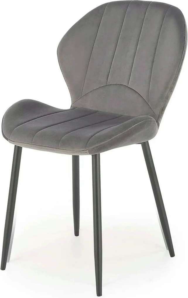 Scaun K538, gri/negru, stofa catifelata/metal, 48x57x85 cm