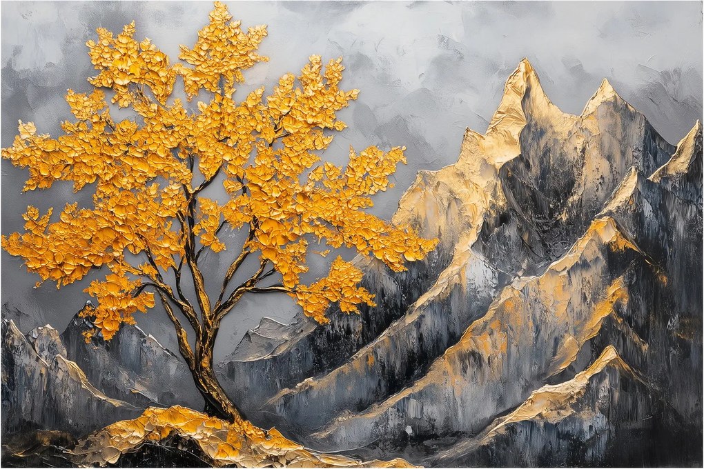 Tablou – Arbore auriu în munți (90x60 cm)