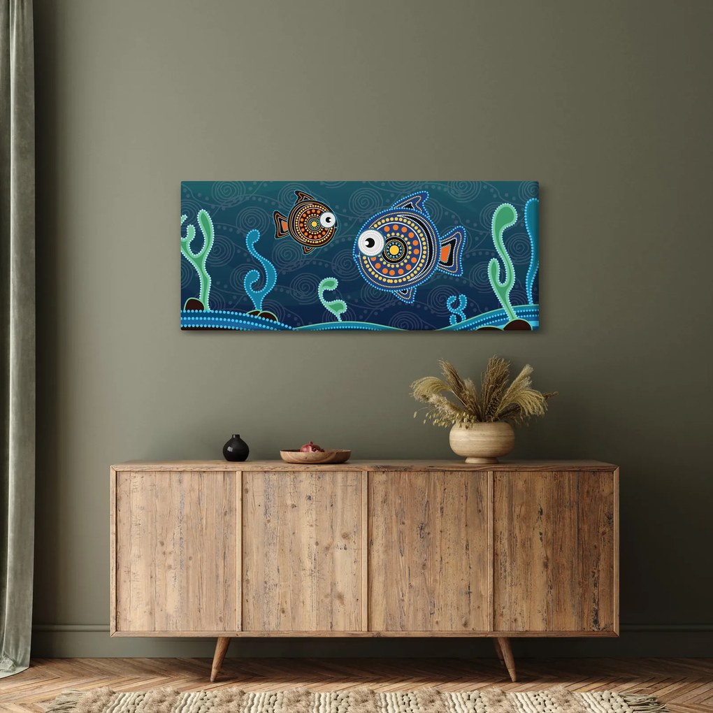 Tablou - Peștișorii desenați (120x50 cm)