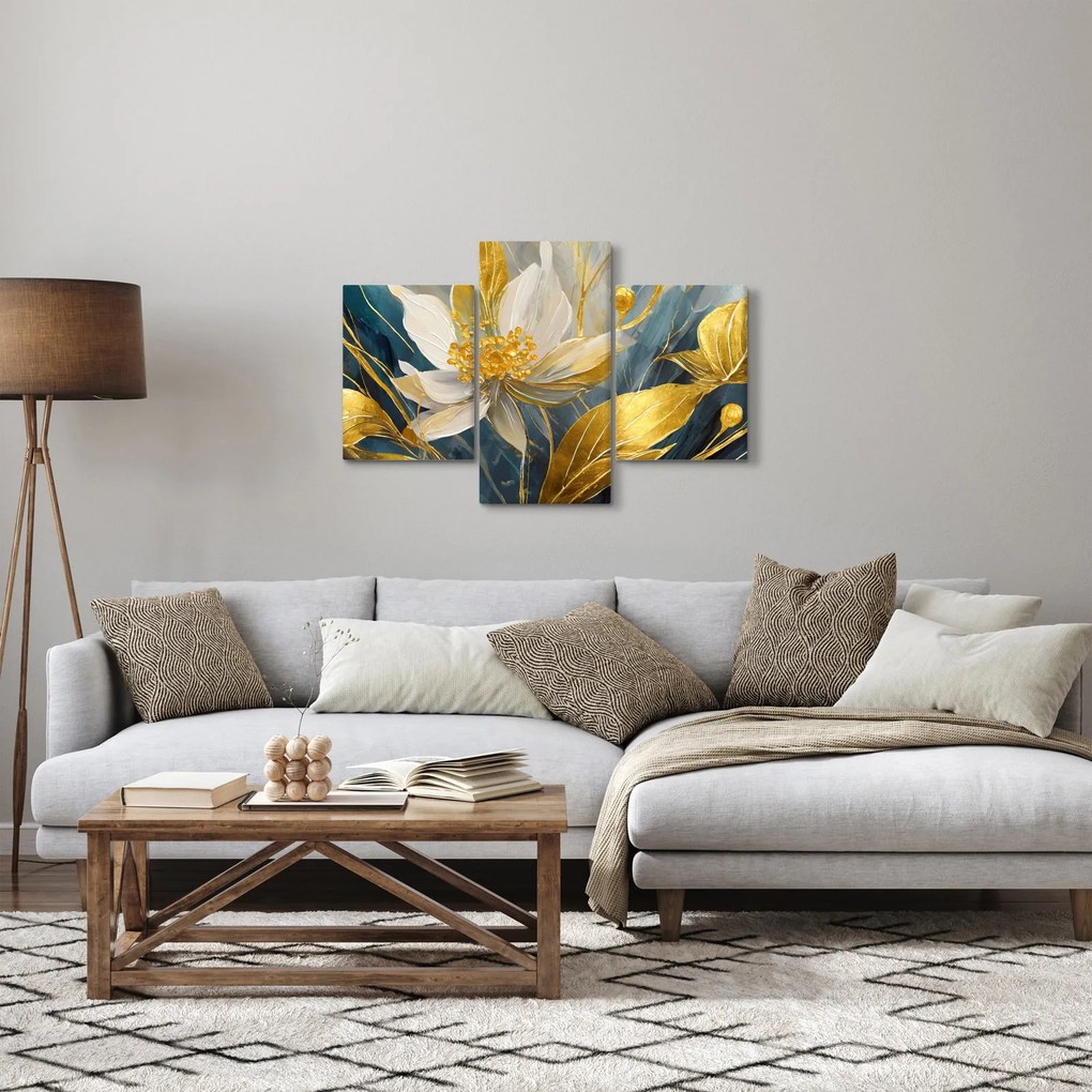 Tablou - Pictura de flori de aur (90x60 cm)