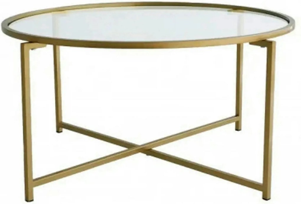 Masuta cafea Sun S404, auriu, sticla/metal, 83x83x40 cm