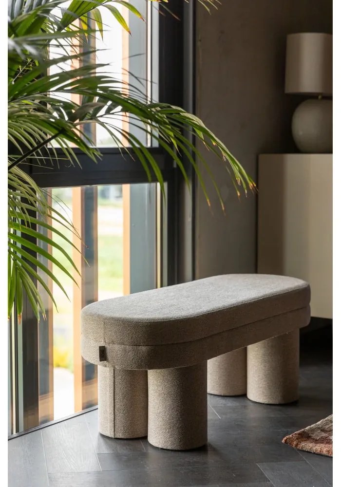 Bancă bej cu tapițerie din țesătură bouclé Fern – Dutchbone
