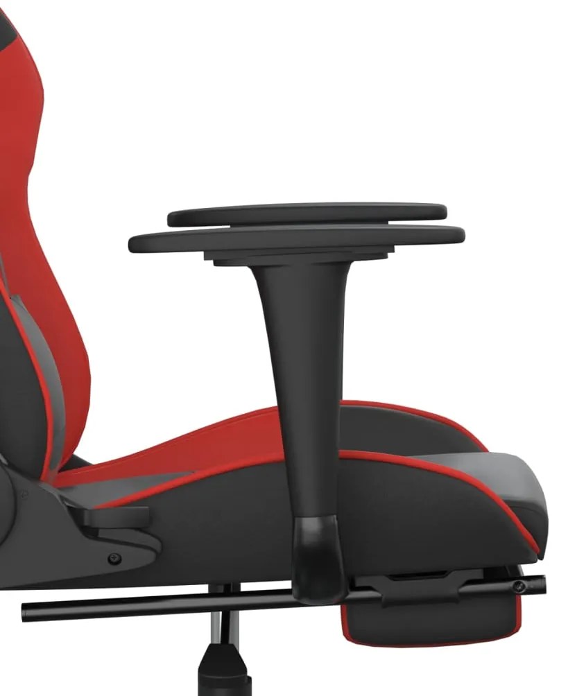Scaun de gaming cu masaj suport picioare, negru rosu, piele eco