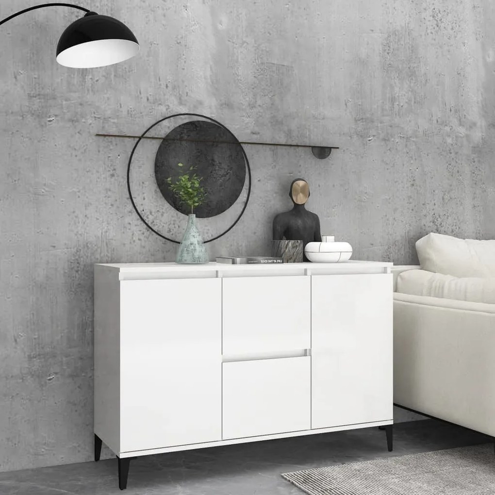 806118 vidaXL Servantă, alb extralucios, 104x35x70 cm, PAL