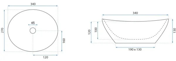 REA-U8014 - Lavoar pentru blat SOFIA MINI, 27 x 34 cm, ceramică cu decor marmură