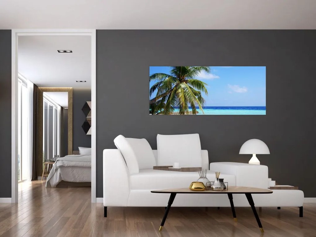 Tablou cu palmier pe plajă (120x50 cm)