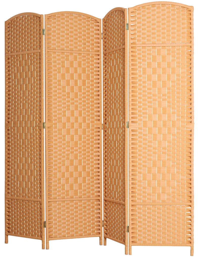 HOMCOM Paravan interior din lemn 4 panouri separator de cameră pliabil pentru living dormitor 180 x 180 cm maro deschis | Aosom Romania