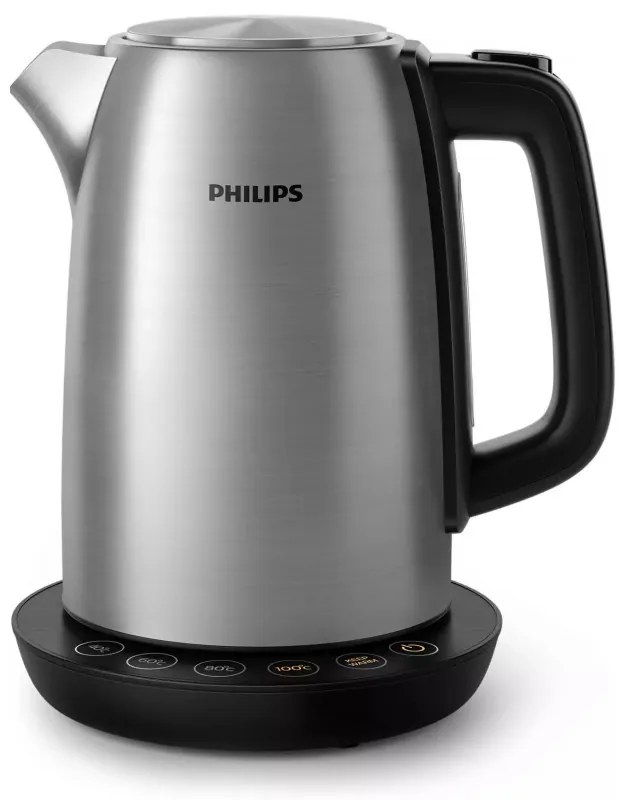 Cana electrica Philips Avance Collection HD9359/90, 2200W, 1.7 L, Metal, Control temperatura, Gri/Negru