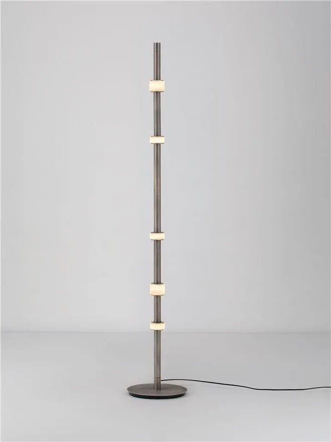Lampadar tub subtire aluminiu gri inchis si alabastru LED MARLOW