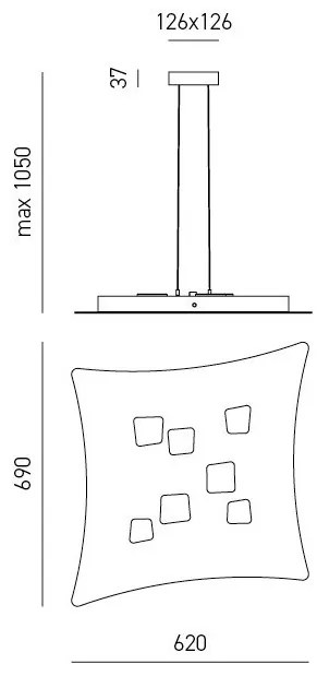 Lustra suspendata moderna ISOTTA 62x69cm, alb sau gri